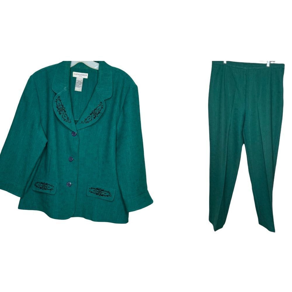 Vintage Sag Harbor Pantsuit Green‎